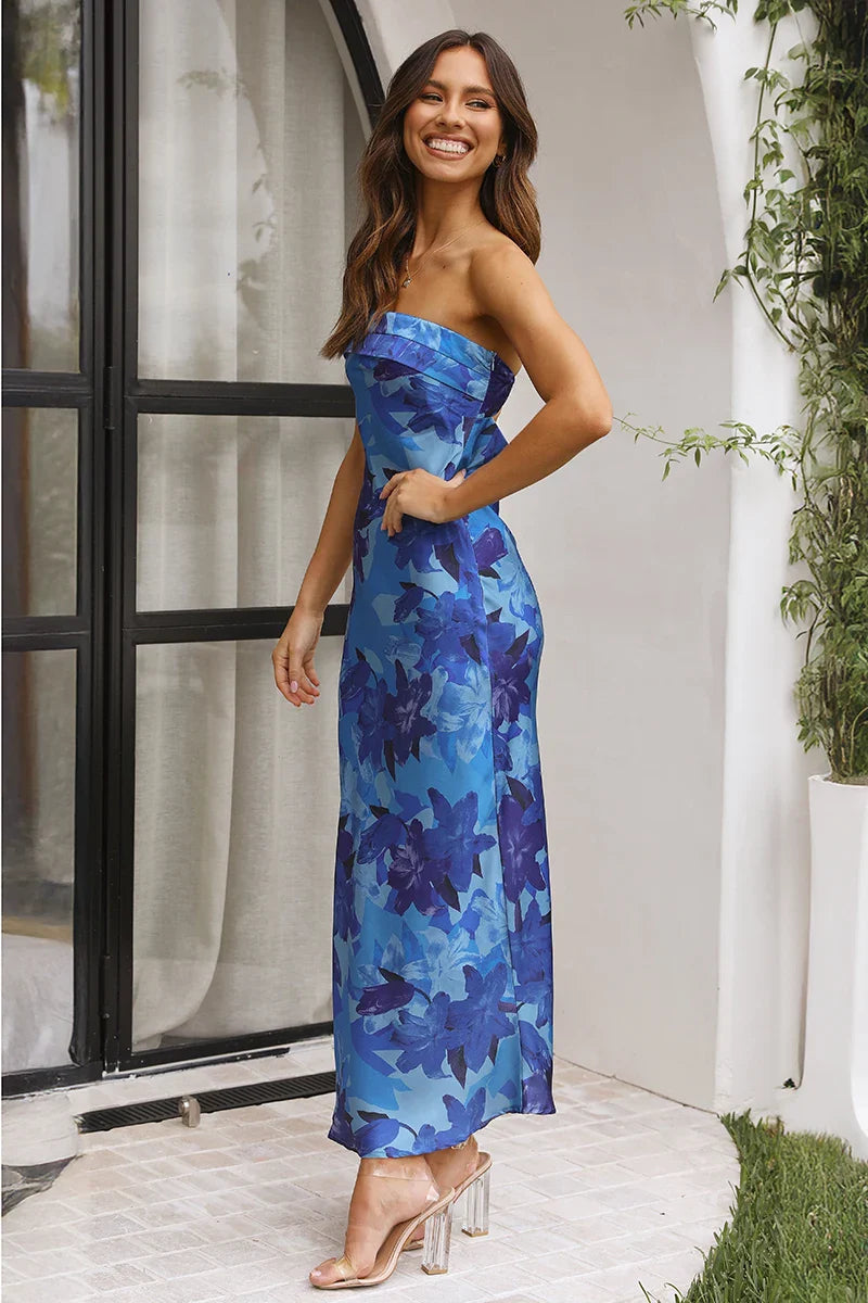 Miya Maxi Dress - Blue Floral-ROVOLE