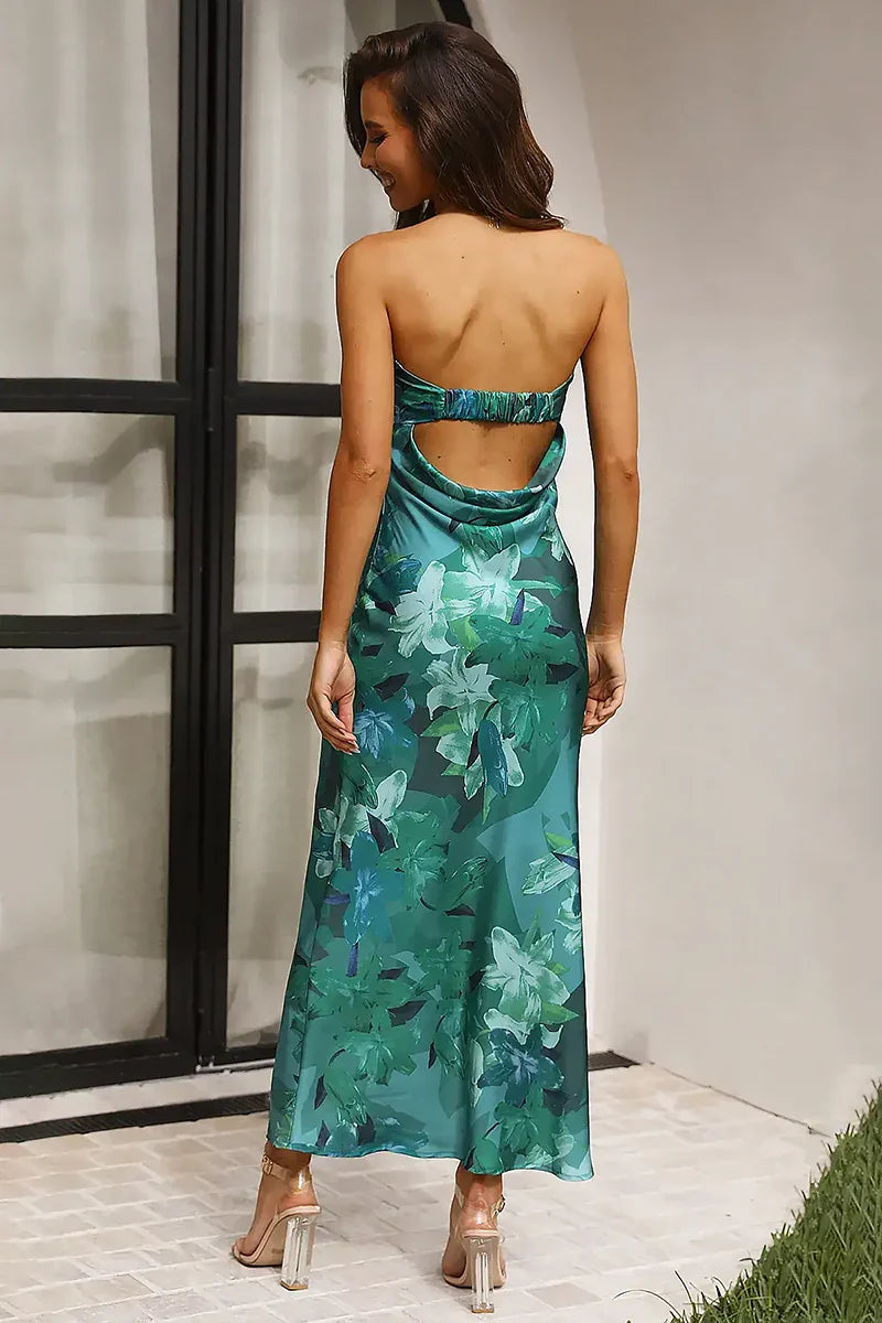 Miya Maxi Dress - Green Print-ROVOLE