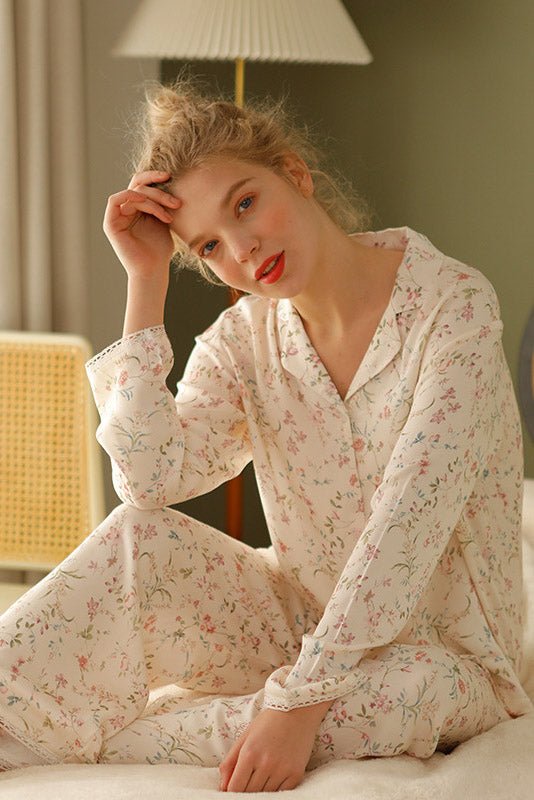 Willow Leaf Floral Pajama Set-ROVOLE