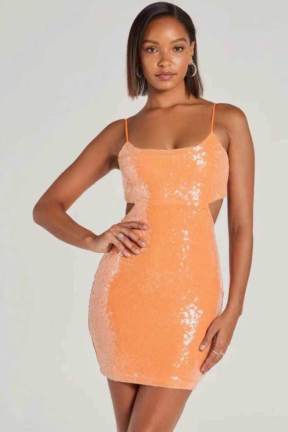 Unique Backless Spaghetti Strap Mini Dress-ROVOLE