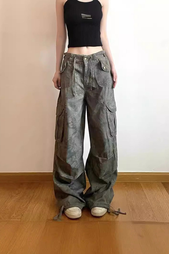 Slimming Camouflage Cargo Denim Pants-ROVOLE