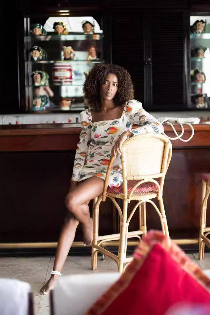 Fish Print Mini Dress-ROVOLE