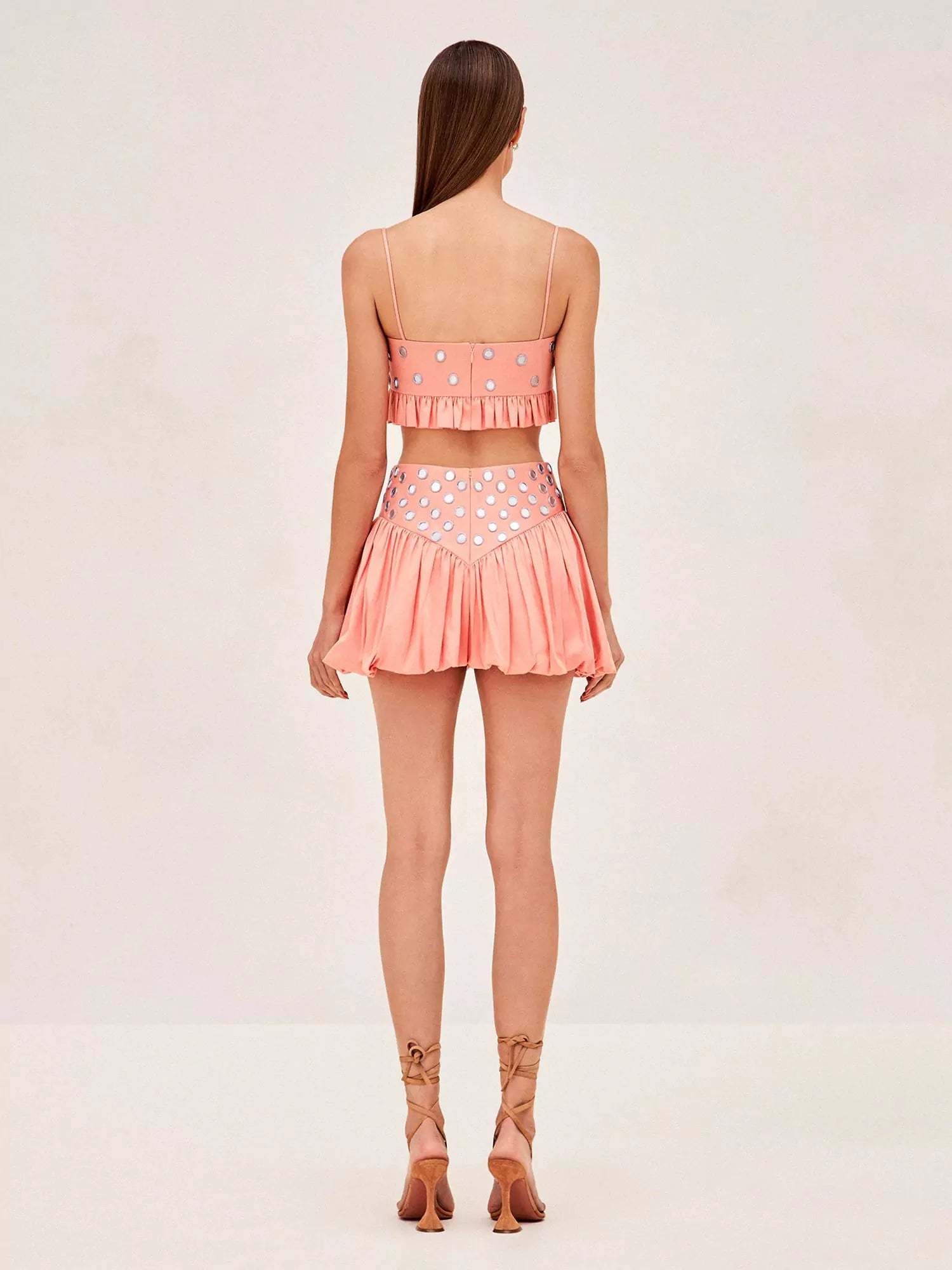 Luminous Allure Mirror Skirt Set-ROVOLE