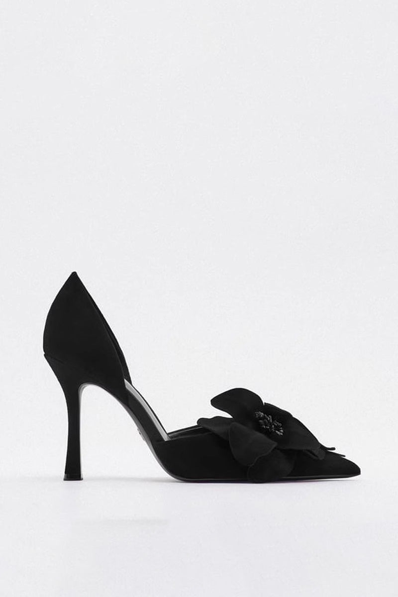 Flower Embellished Pointed High Heels-ROVOLE