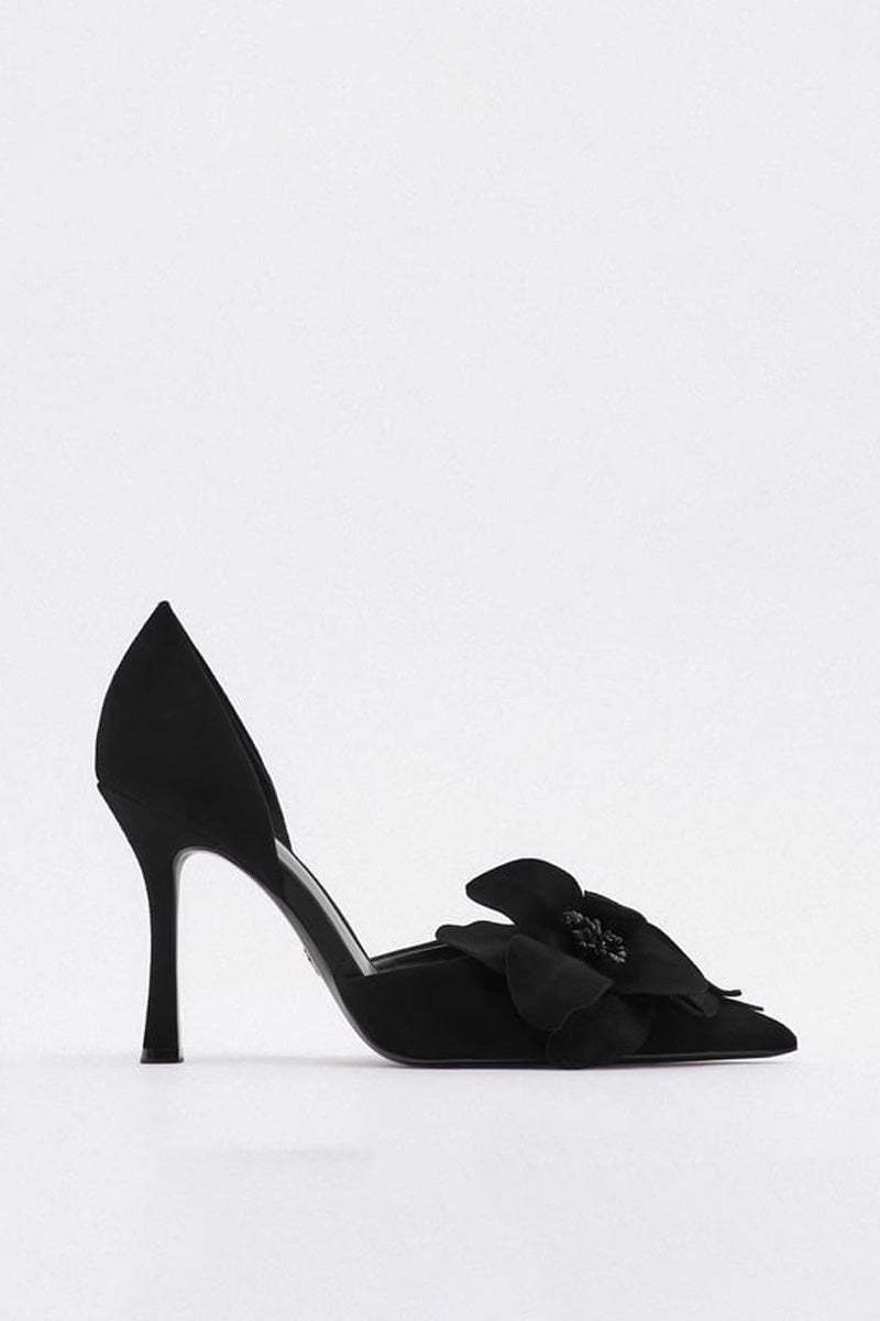 Flower Embellished Pointed High Heels-ROVOLE