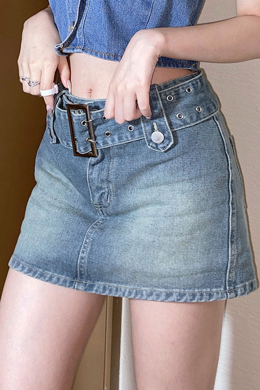 Short Denim Skirt Pants-ROVOLE
