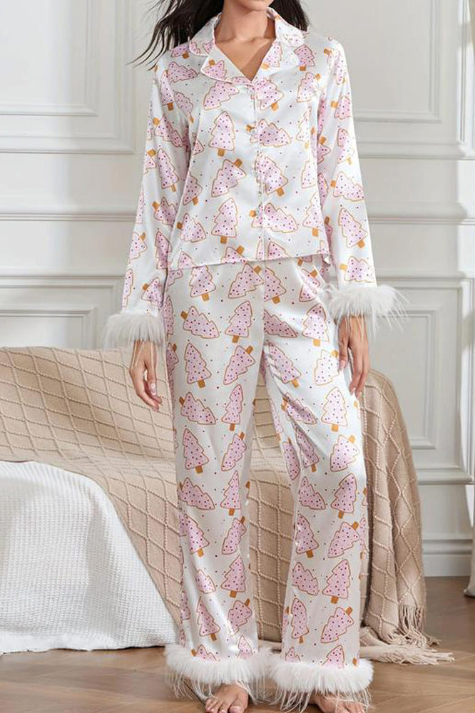 Christmas Wreath and Ostrich Feather Pajama Set-ROVOLE
