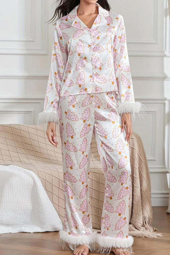 Christmas Wreath and Ostrich Feather Pajama Set-ROVOLE