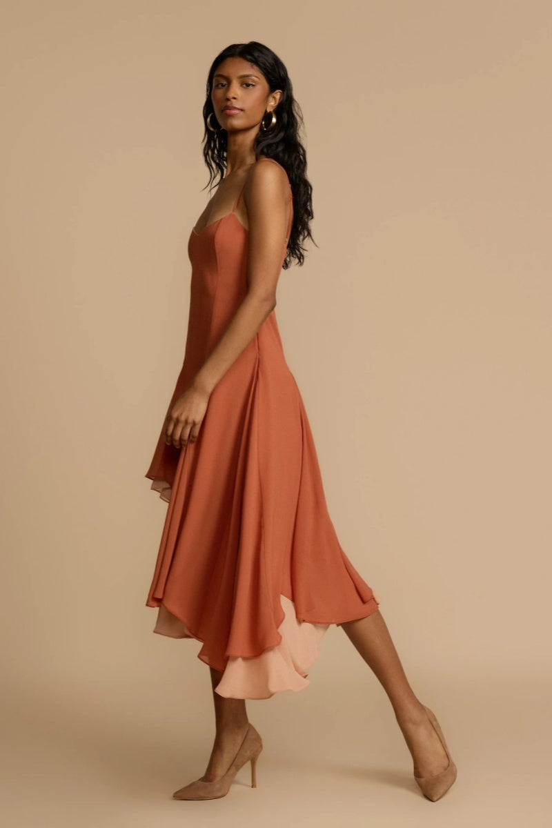 Dana  Peach Mini Dress-ROVOLE