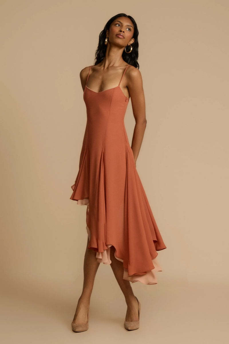 Dana  Peach Mini Dress-ROVOLE