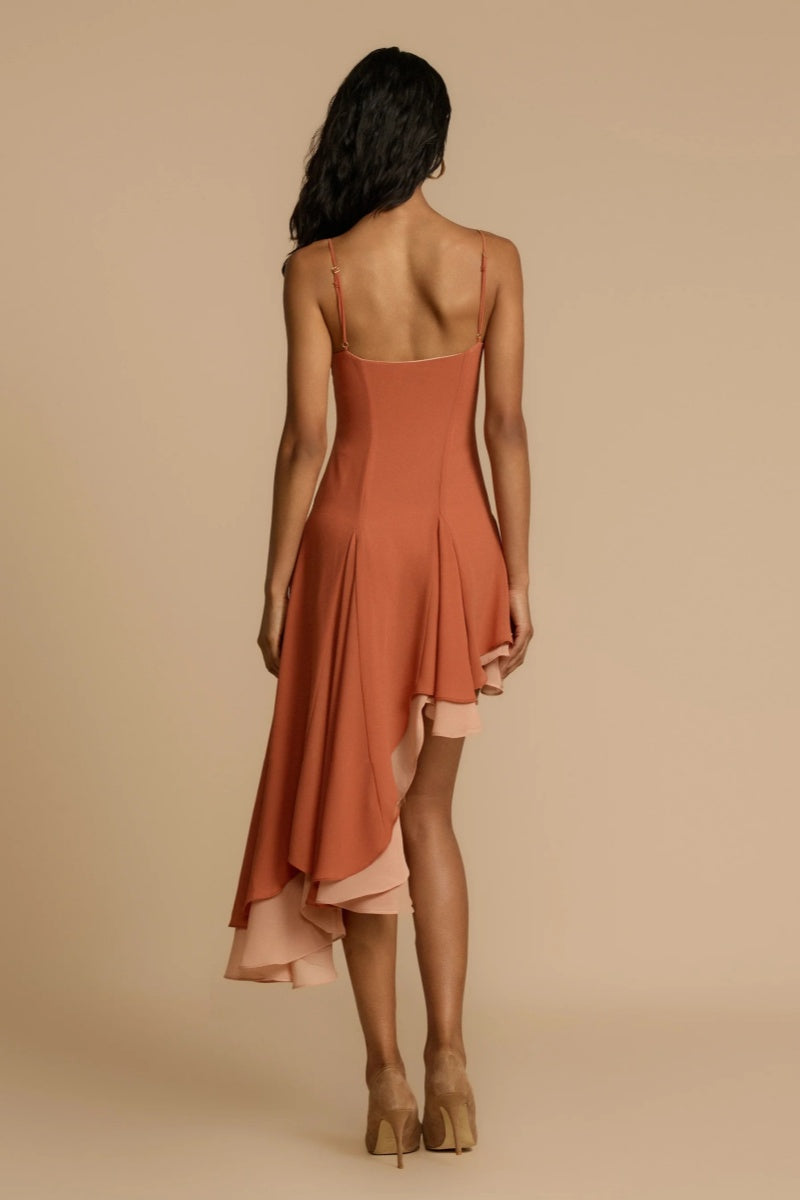 Dana  Peach Mini Dress-ROVOLE