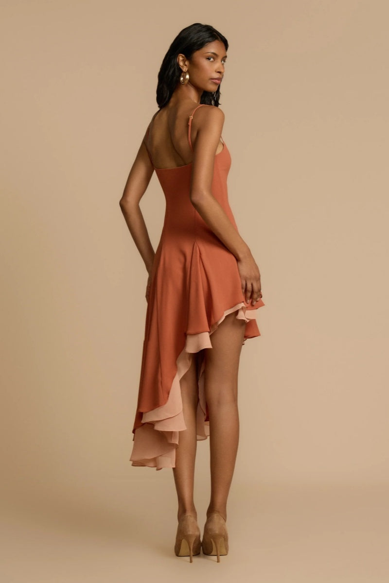 Dana  Peach Mini Dress-ROVOLE