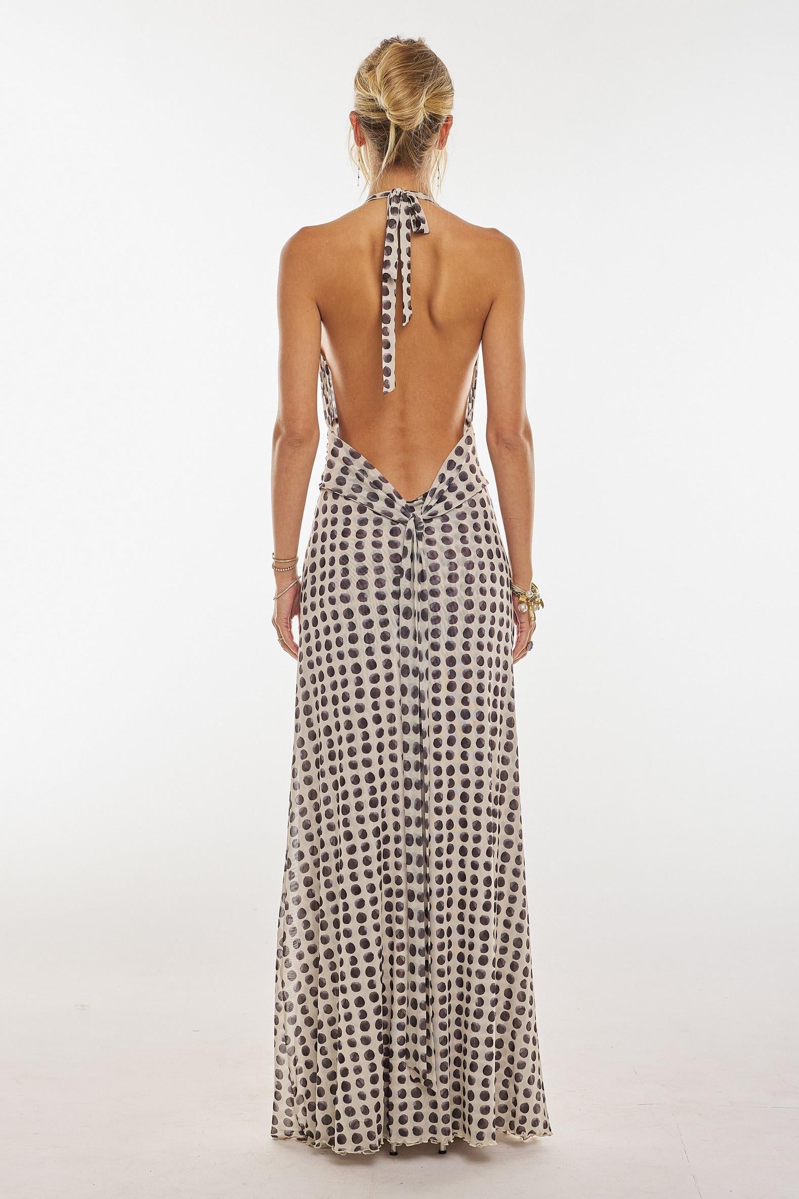 Camoni Polka Dot Diary Maxi Dress-ROVOLE