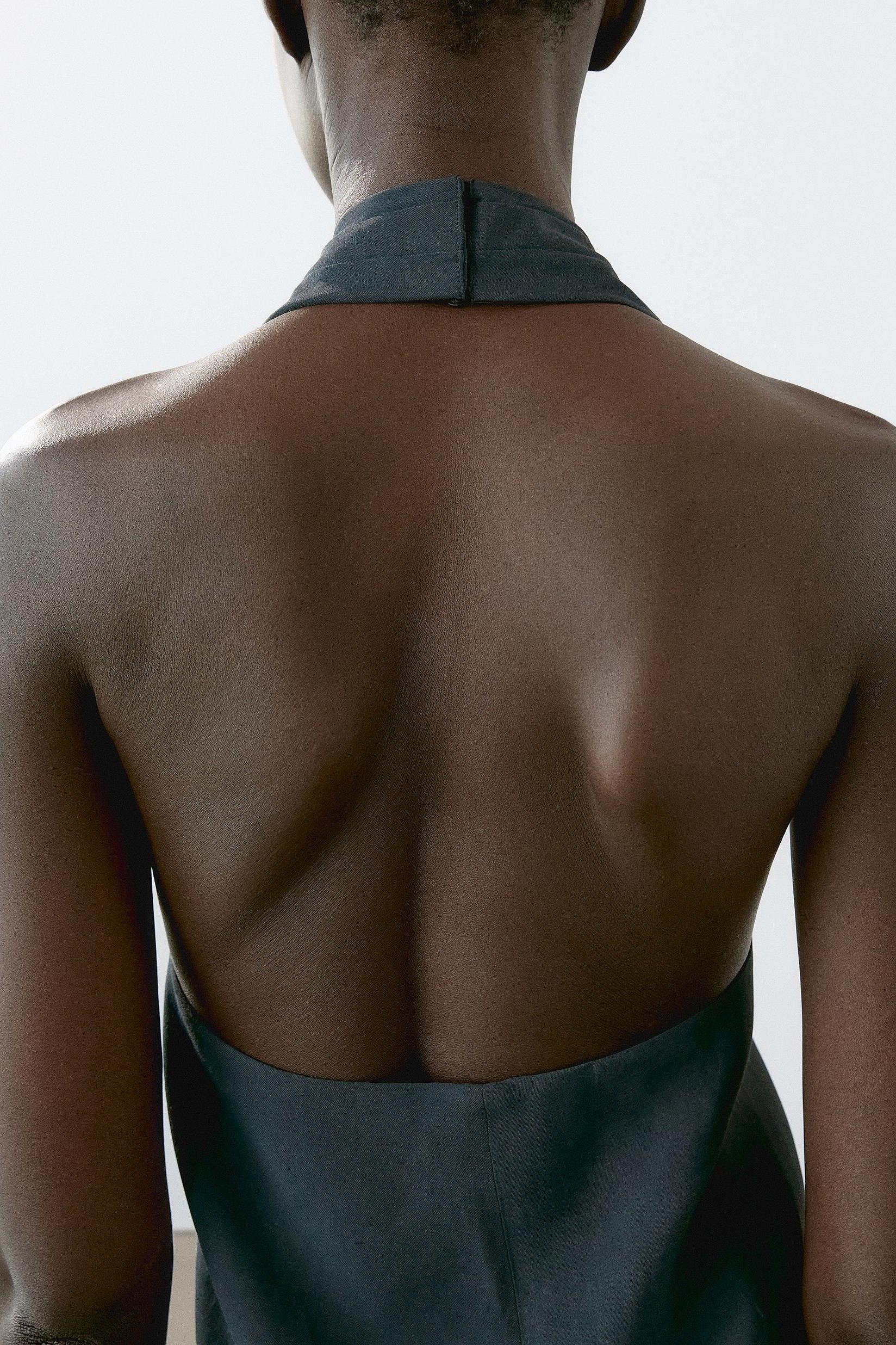 Halter Neck Back Neckline Top - Blue-ROVOLE