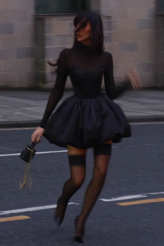 Winter Elegant Mesh Sheer Slim Fit Puff Mini Dress-ROVOLE