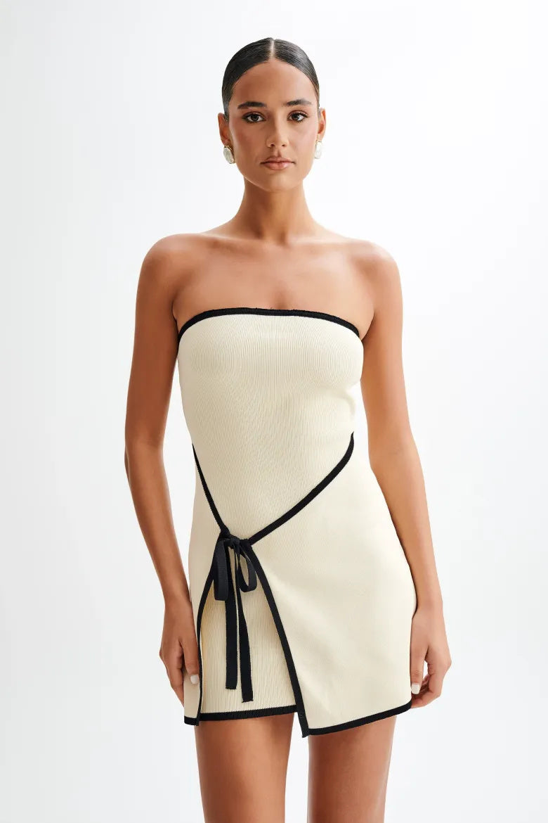 Joanna Strapless Asymmetrical Knit Mini Dress-ROVOLE