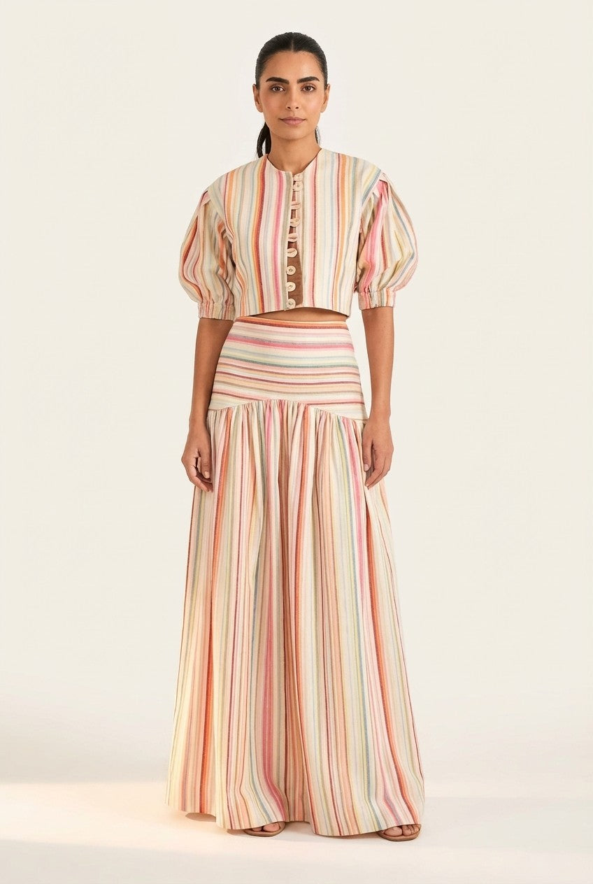 Coastal Heiress Striped Linen Co-Ord Set