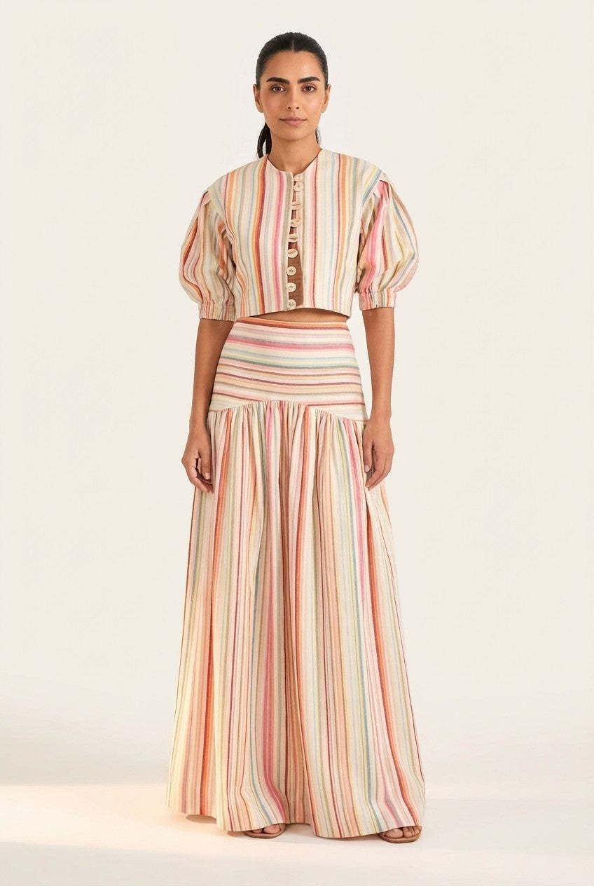 Coastal Heiress Striped Linen Co-Ord Set