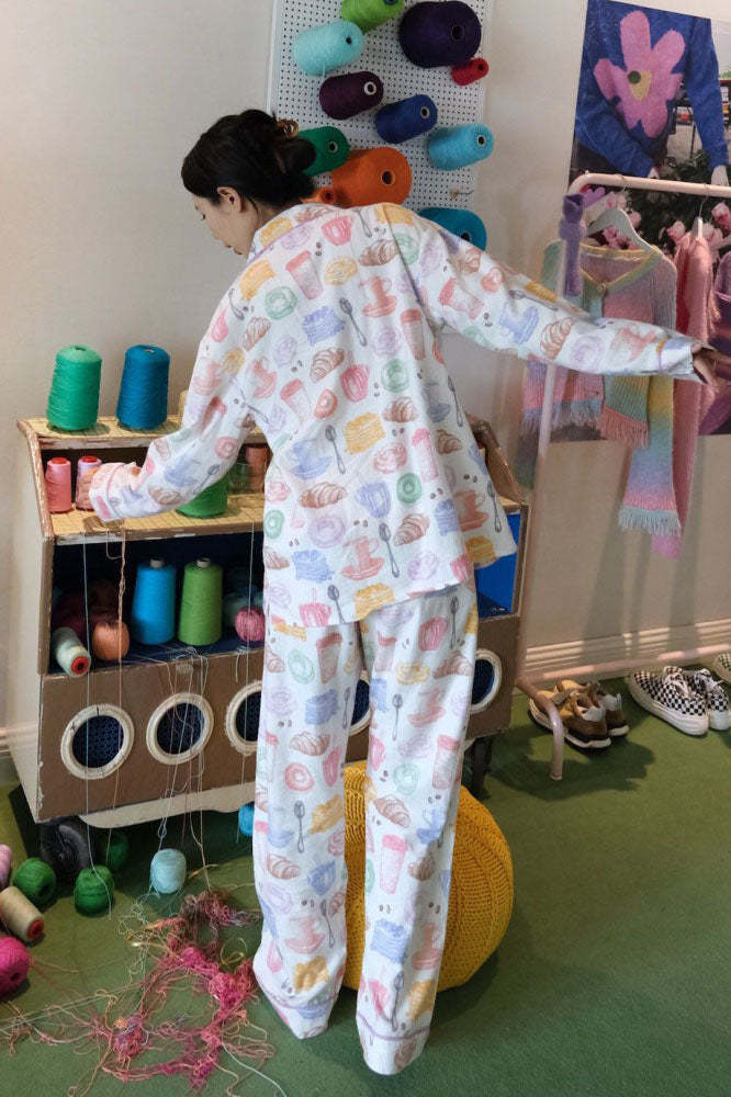 Milk Tea & Bread Print Pajama Set-ROVOLE