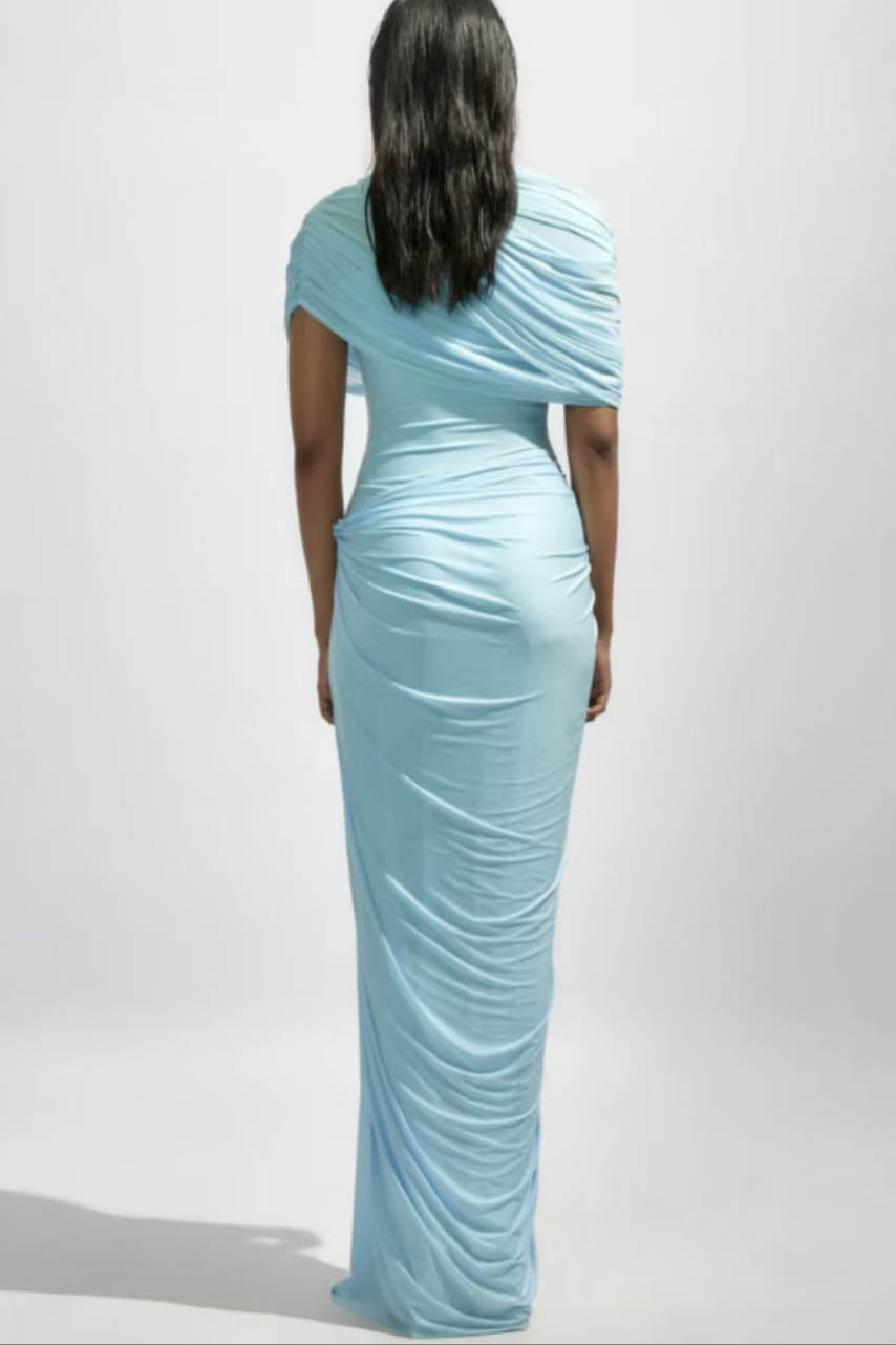 Cloud Drape Ruched Wrap Maxi Dress-ROVOLE