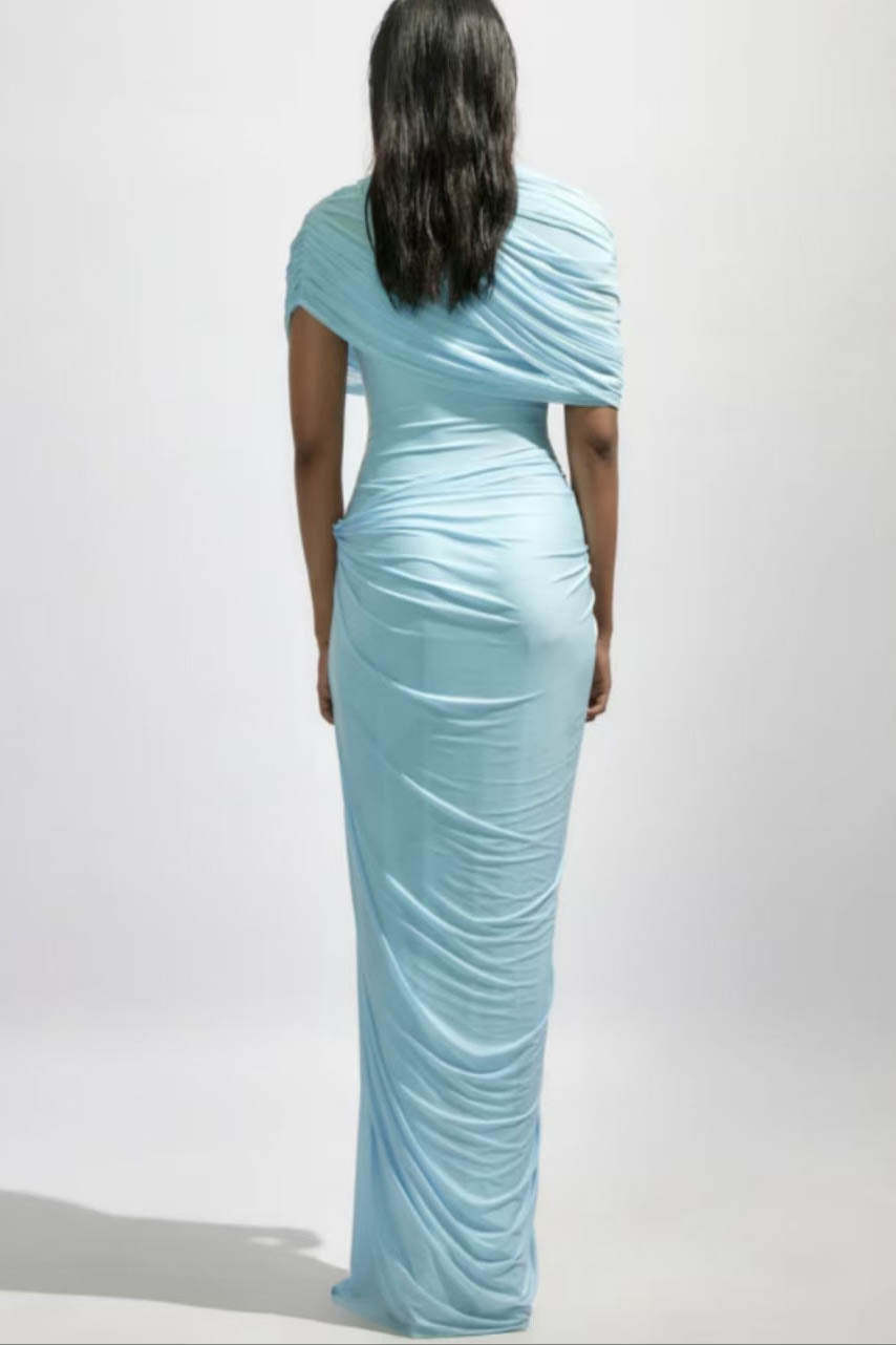 Cloud Drape Ruched Wrap Maxi Dress-ROVOLE