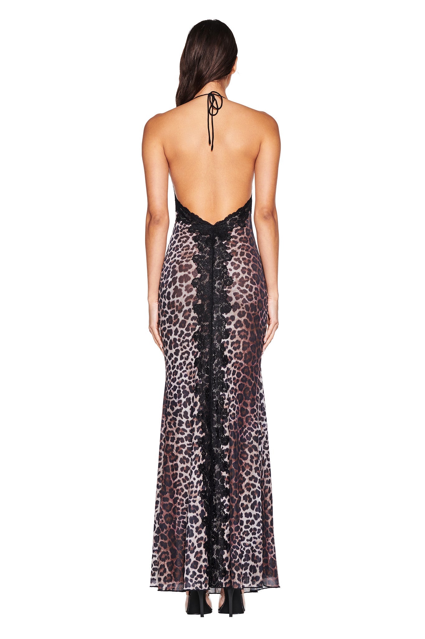 Leopard Print Halter Maxi Dress-ROVOLE