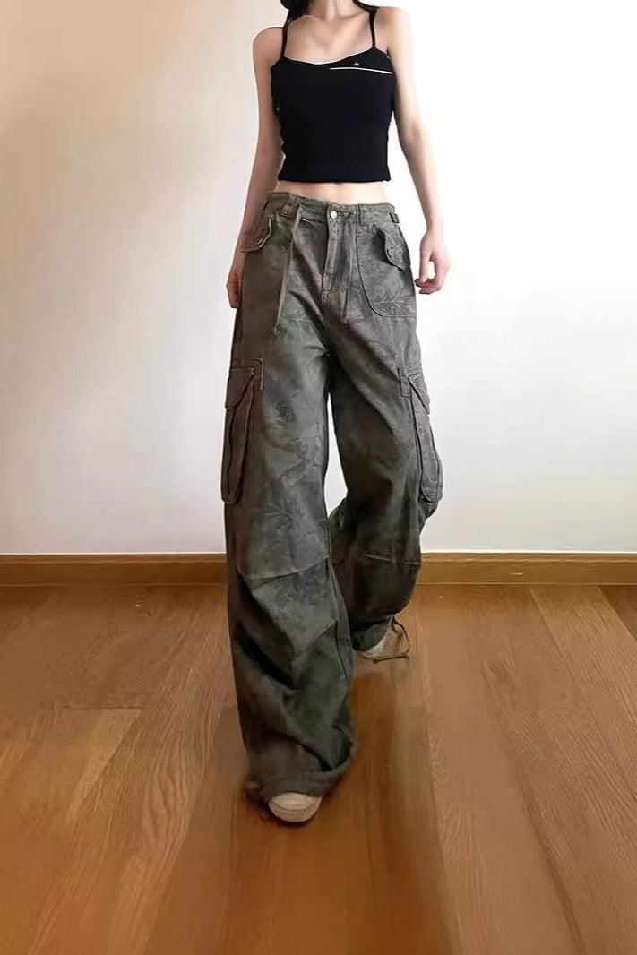 Slimming Camouflage Cargo Denim Pants-ROVOLE