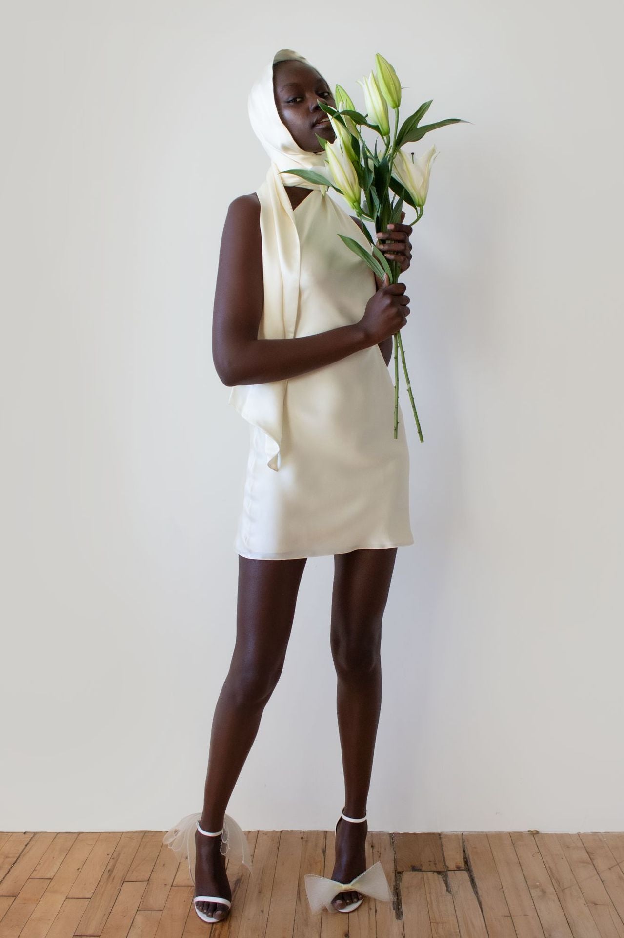 Backless Halter Satin Mini Dress-ROVOLE