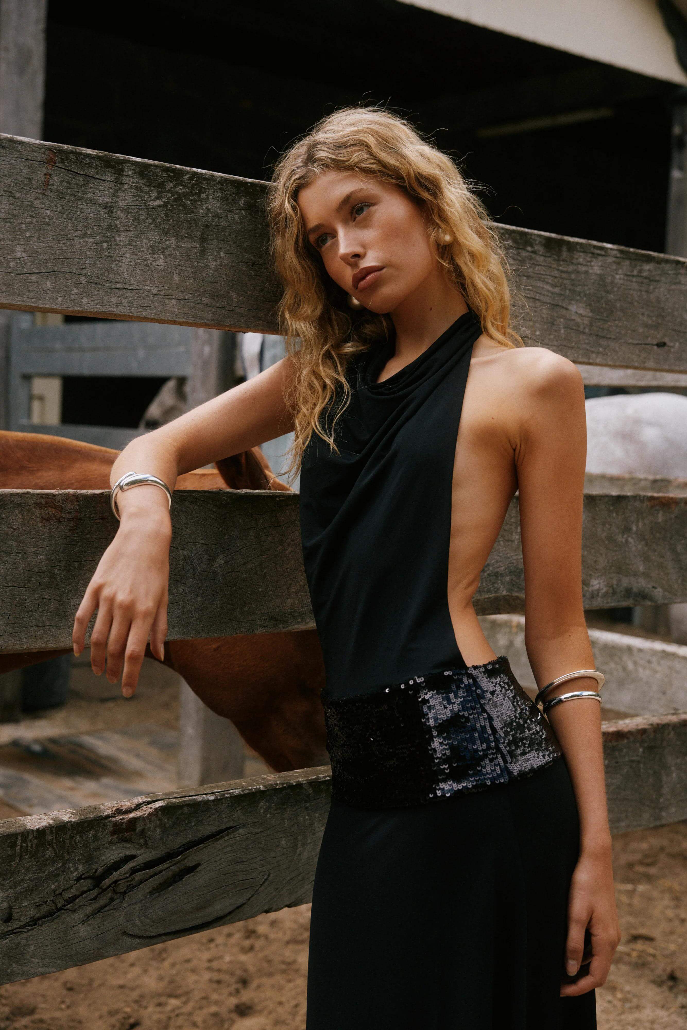 Adele Halter Black Gown-ROVOLE