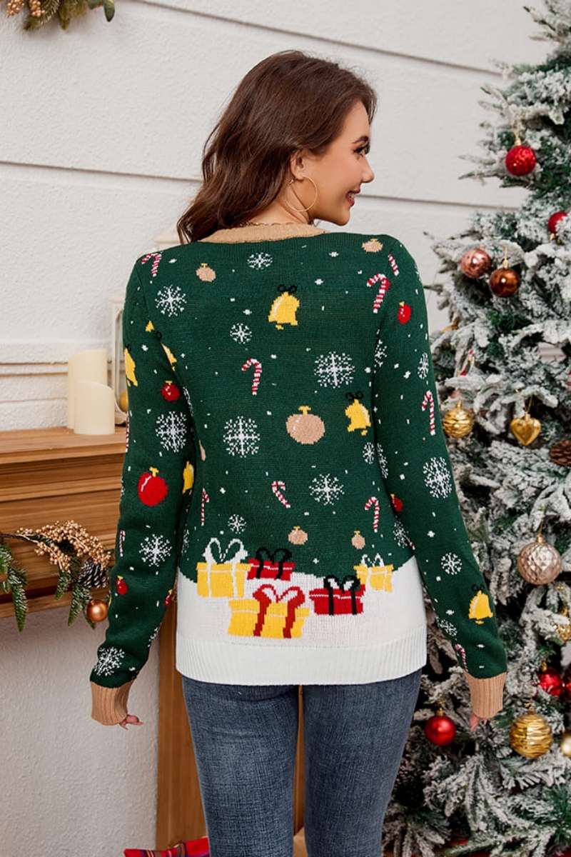 Santa Claus Crewneck Pullover Knit Sweater-ROVOLE