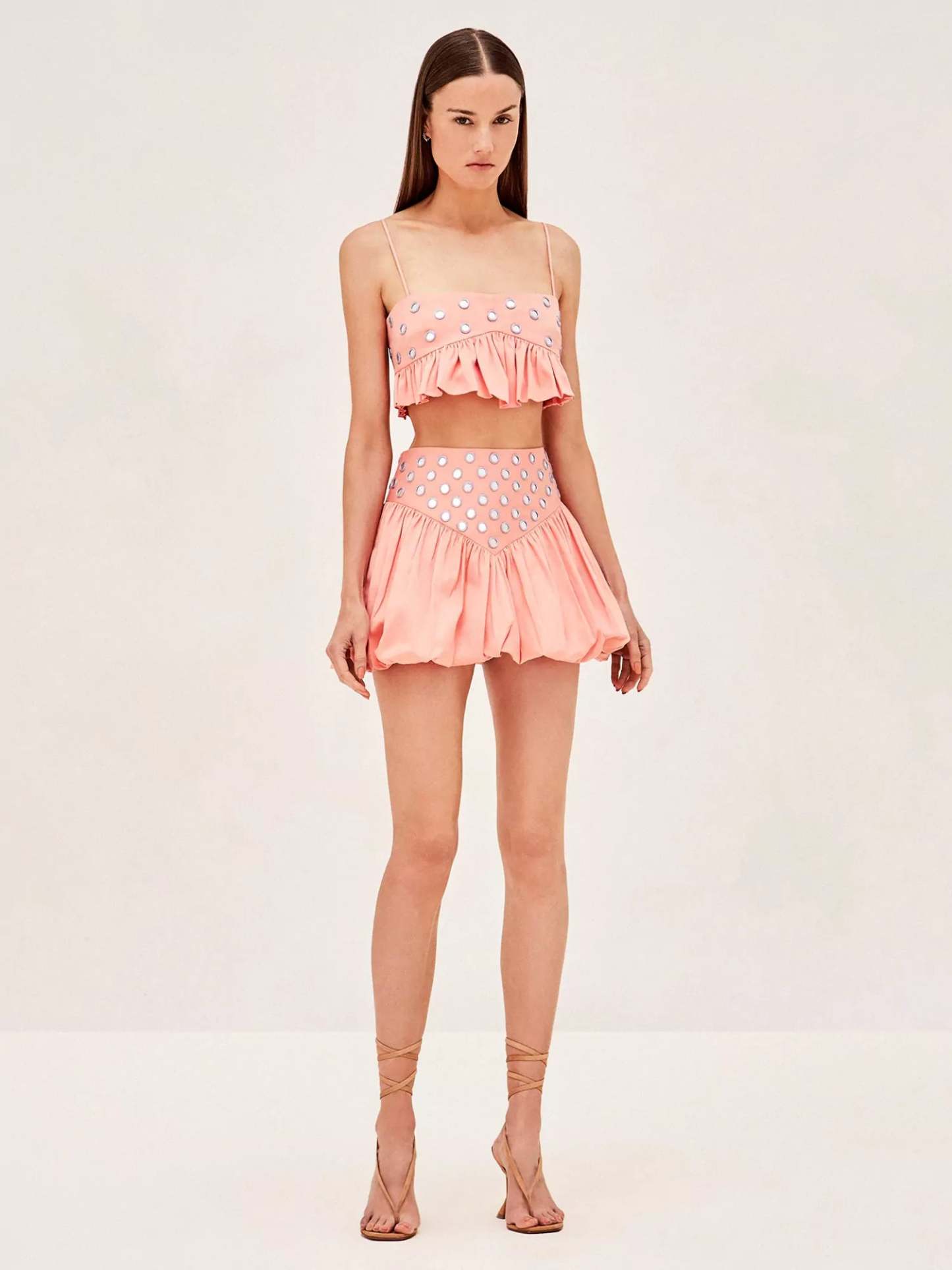 Luminous Allure Mirror Skirt Set-ROVOLE