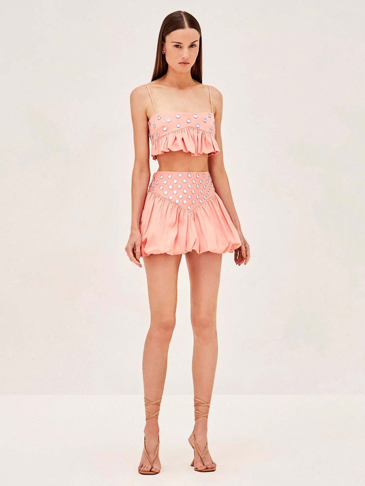 Luminous Allure Mirror Skirt Set-ROVOLE