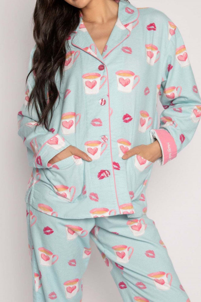 Heart and Lip Print Pajama Set-ROVOLE