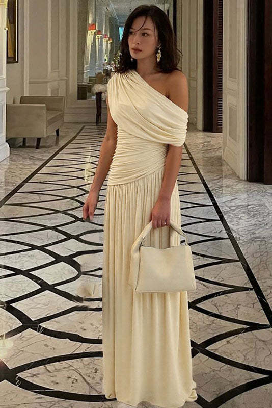 Asymmetric Cutout Evening Maxi Dress-ROVOLE