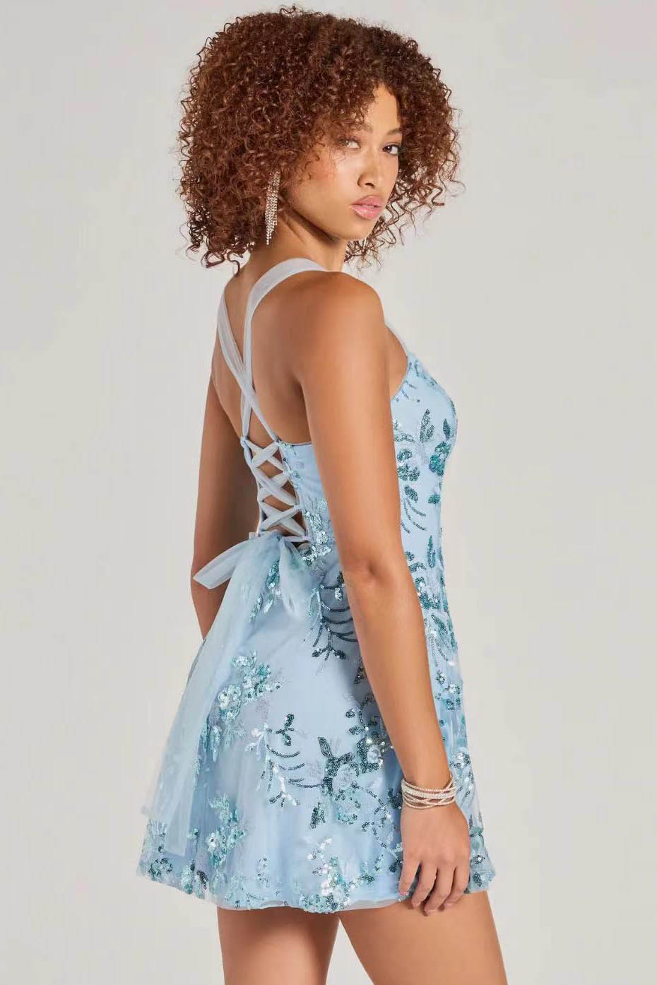 Glam Night Sequin Slip Mini Dress-ROVOLE