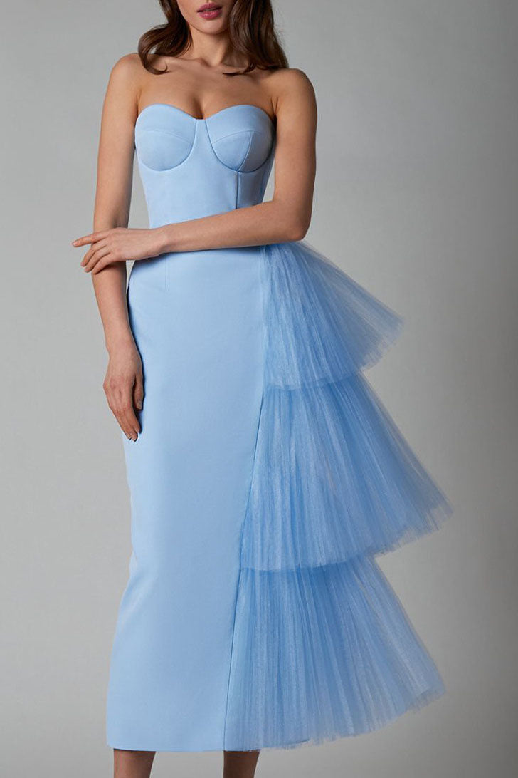 Niche French Bodycon Strapless Evening Maxi Dress-ROVOLE