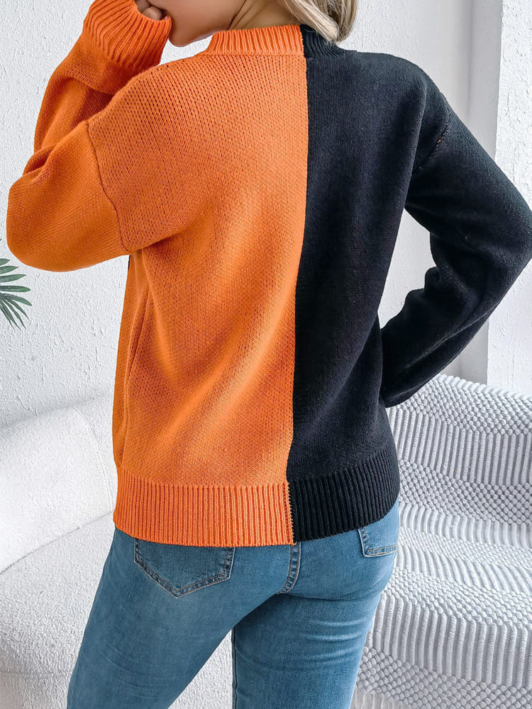 Ghost Pattern Long Sleeve Crew Neck Sweater-ROVOLE