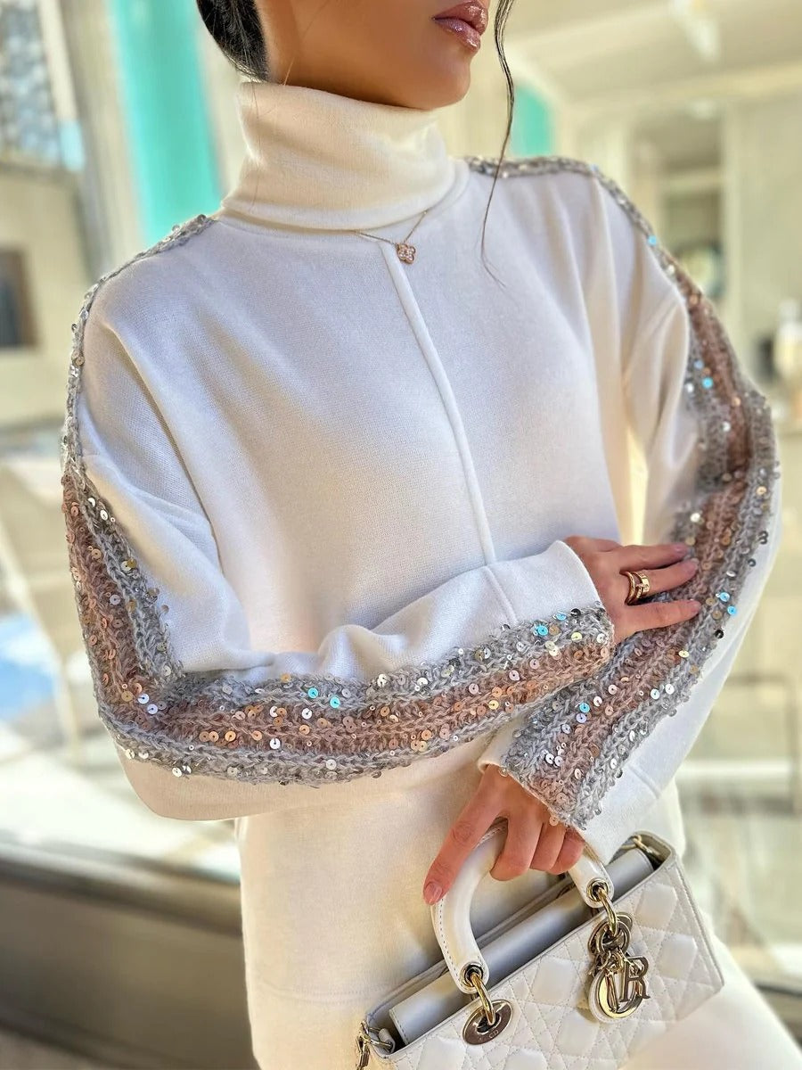 High Neck Sequin Pants Set-ROVOLE