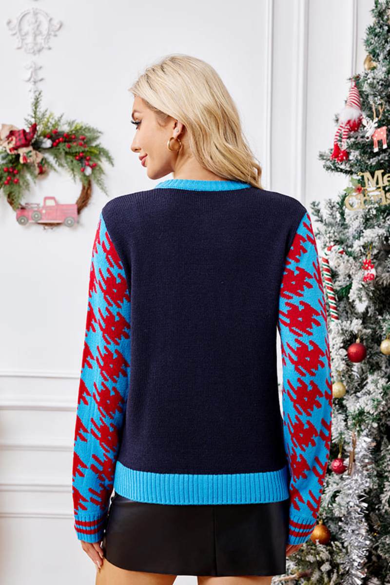 Casual Christmas Socks Embroidery Knit Sweater-ROVOLE
