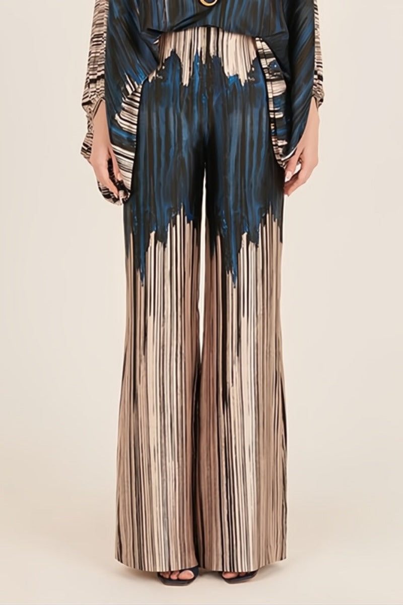 Abstract Waves Two-Piece Set - Blue-Brown-ROVOLE