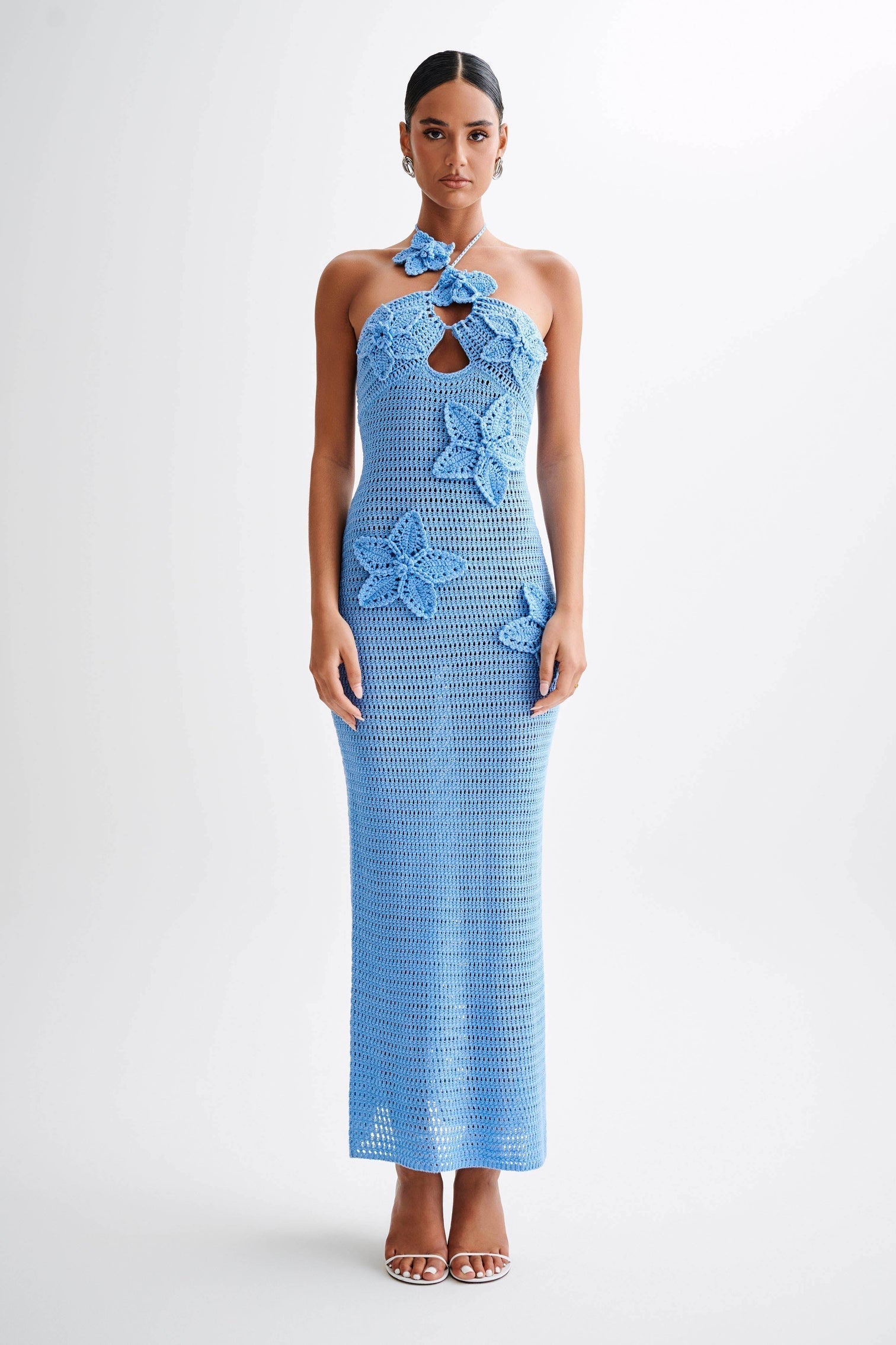 Beverly Floral Appliqué Crochet Maxi Dress-ROVOLE