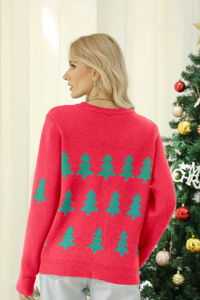 Sparkling Sequin Christmas Tree Knit Sweater-ROVOLE
