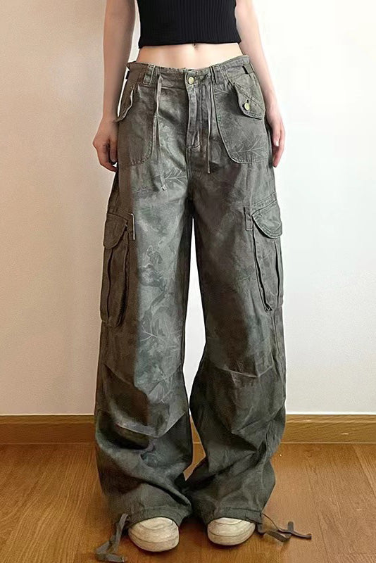 Slimming Camouflage Cargo Denim Pants-ROVOLE