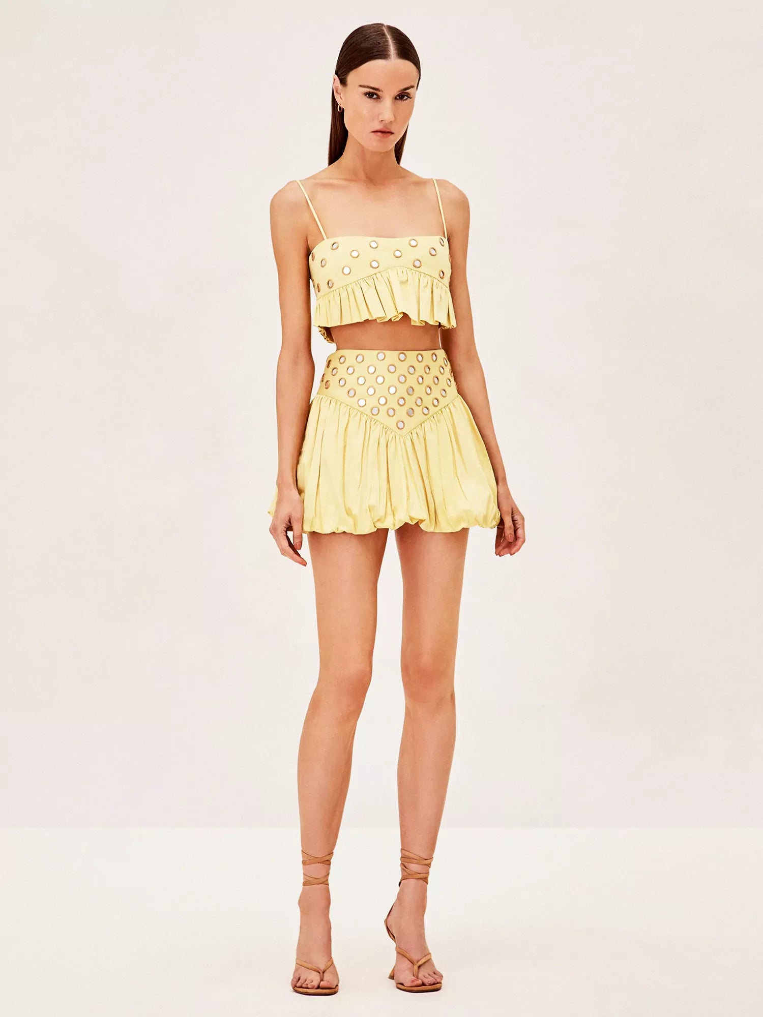 Luminous Allure Mirror Skirt Set-ROVOLE