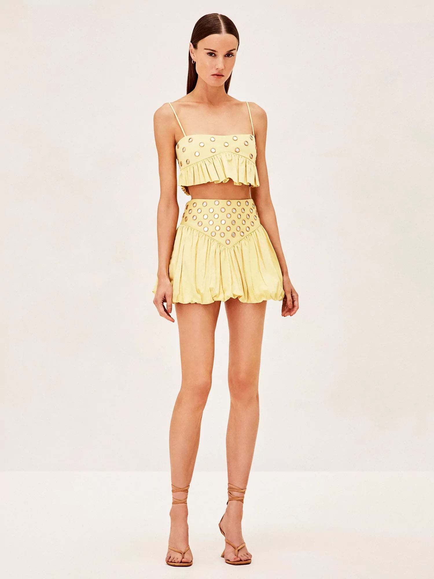 Luminous Allure Mirror Skirt Set-ROVOLE