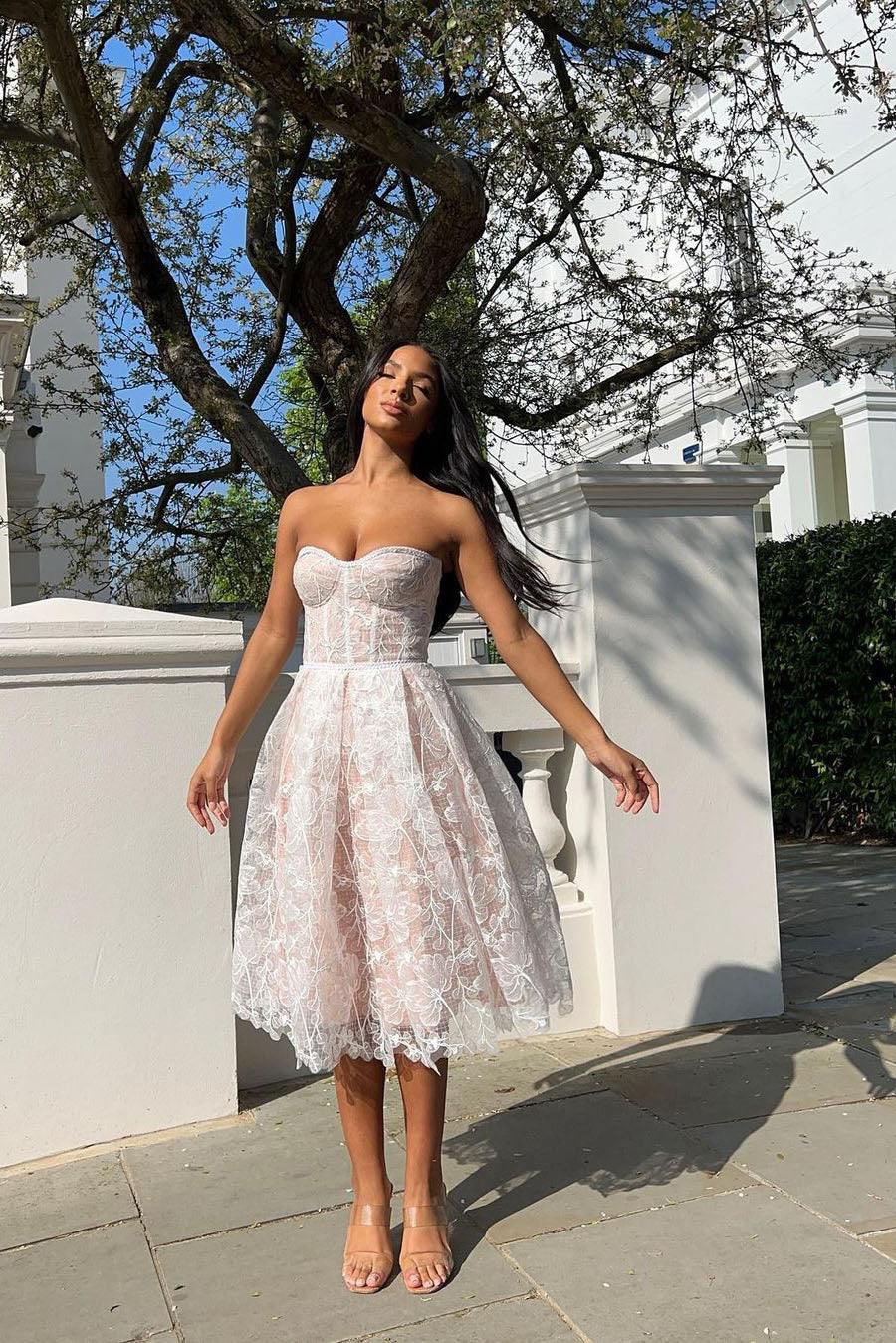 Romantic Summer Strapless Midi Dress-ROVOLE