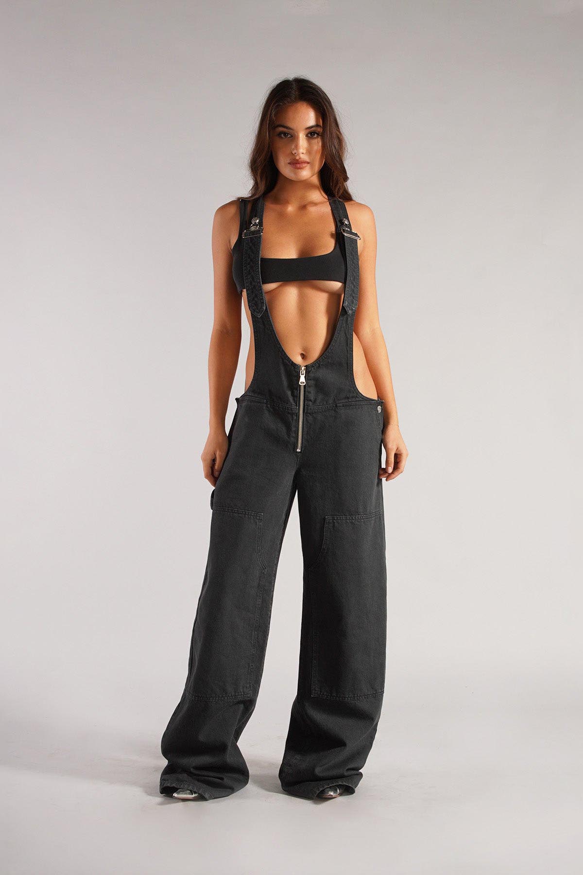 Chic Utility Denim Jumpsuit-ROVOLE