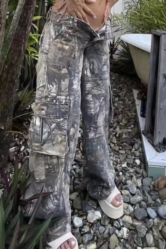 Camouflage Low-Waist Cargo-ROVOLE