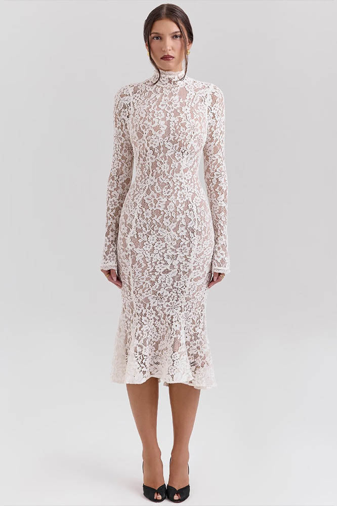 Lace High Waist Slimming Bodycon Dress-ROVOLE
