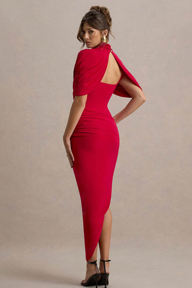 Cape Waist Midi Dress-ROVOLE